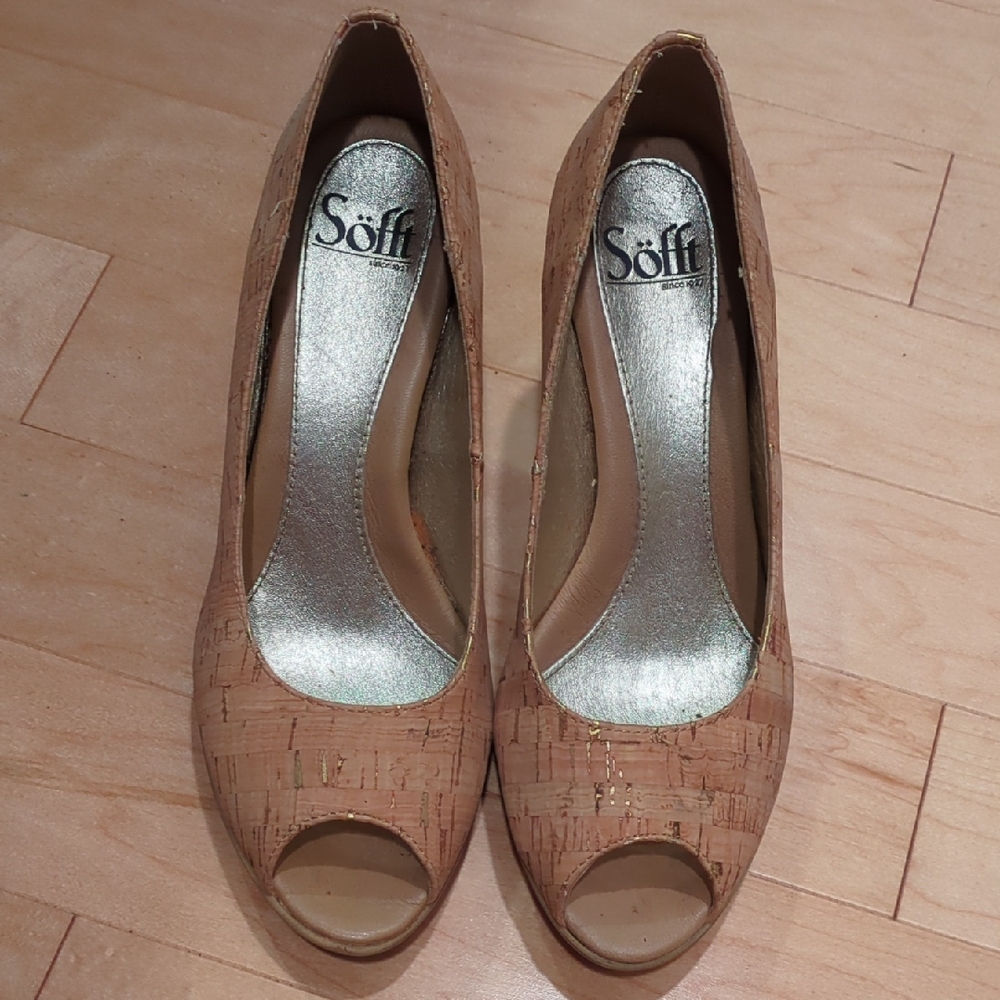 Sofft Cork Peep Toe Heels